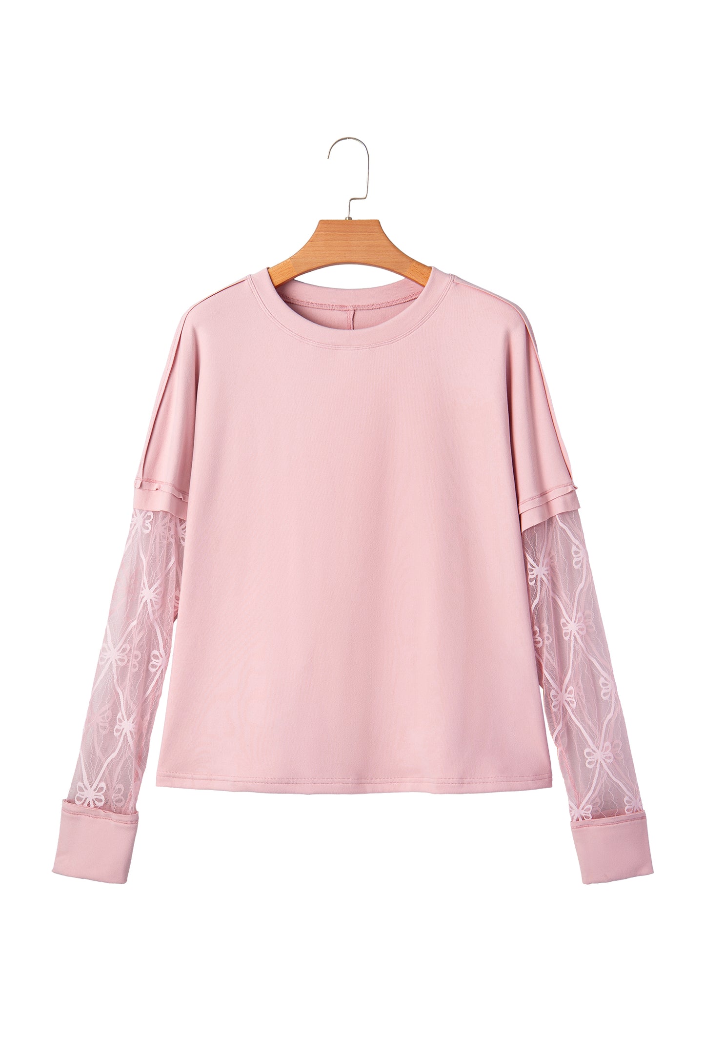 Pretty in Pink- Bow Textured Patchwork Long Sleeve Tee