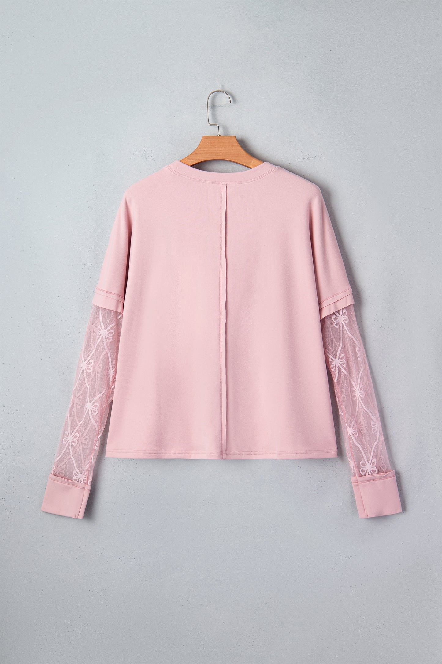 Pretty in Pink- Bow Textured Patchwork Long Sleeve Tee
