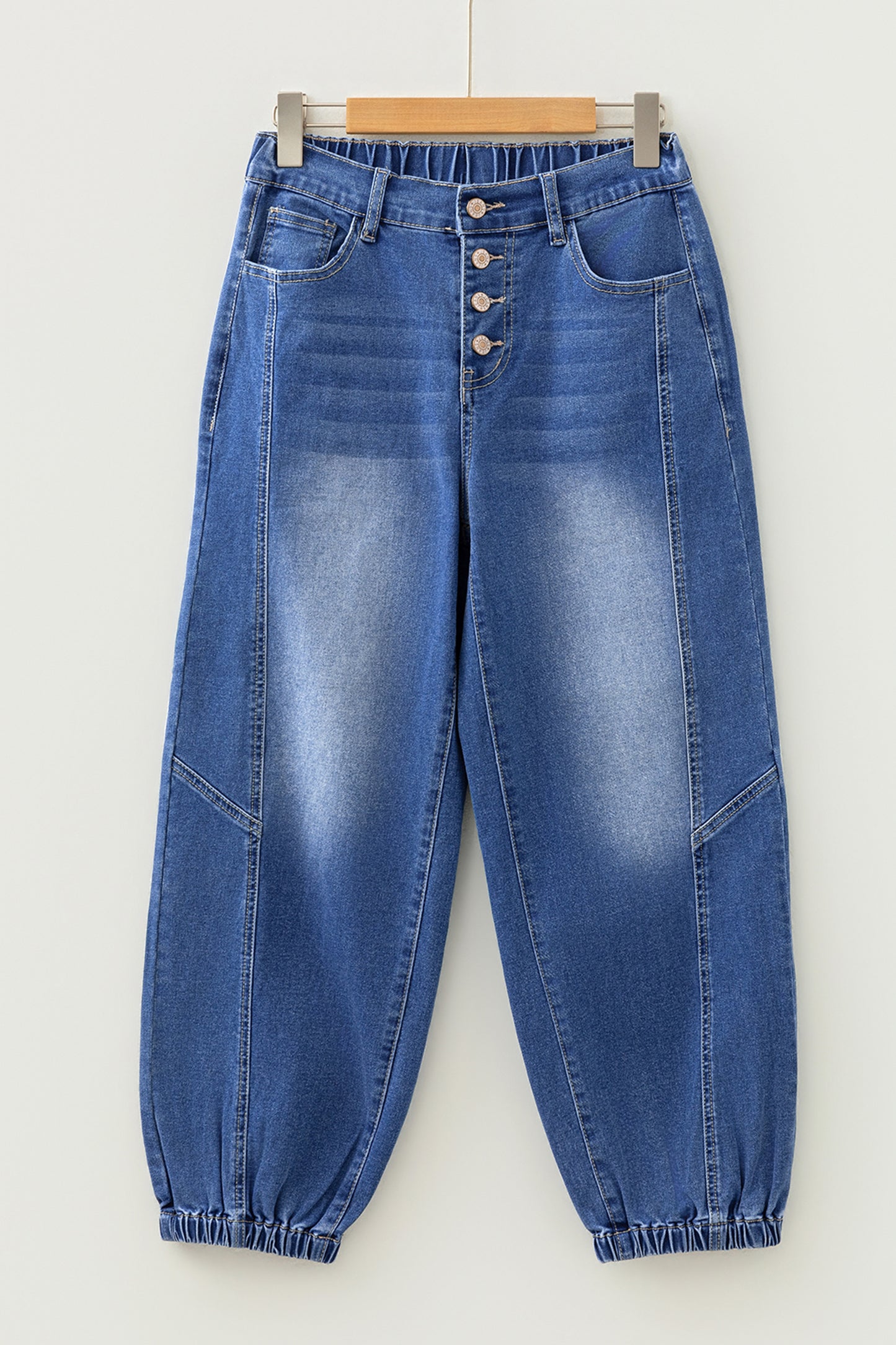 4 Buttons Front Tapered Casual Loose Fit Jeans