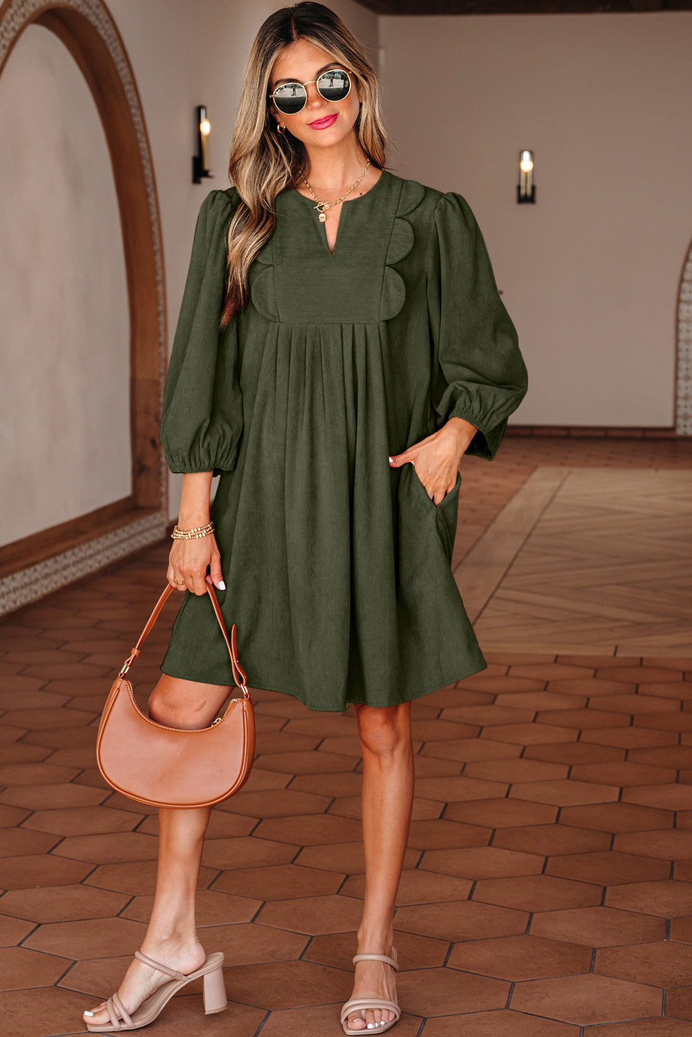 Moss Green Mini Dress